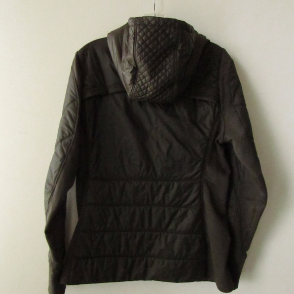 Athleta Dark Gray Stretch Sides Quilted Accent Hooded Jacket Women's M - Picture 9 of 16